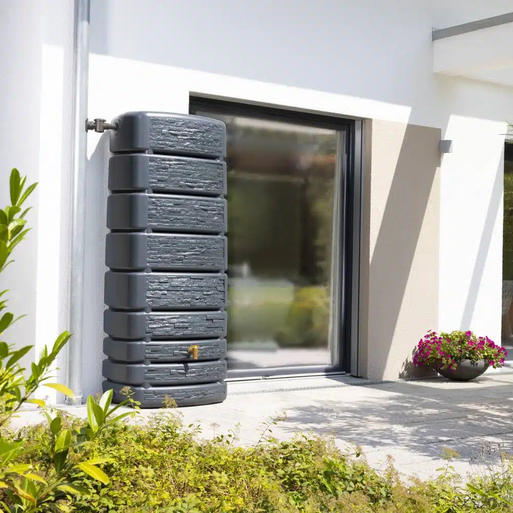 211820-Slim-Stone-Water-Butt-in-Garden